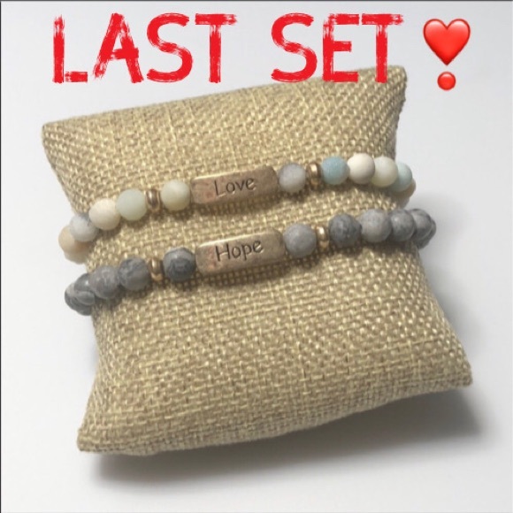 sunsparkles Jewelry - Multi-color bead Love & grey Hope Bracelet set